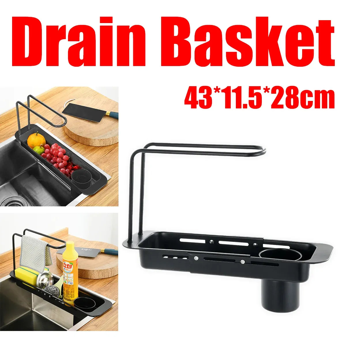 Retractable Stainless Steel Kitchen Sink Drain Rack Kitchen Counter Storage